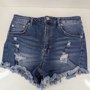 Love Tree Denim Size M Junior Jean Shorts Size 3 Distress Medium Wash High Rise